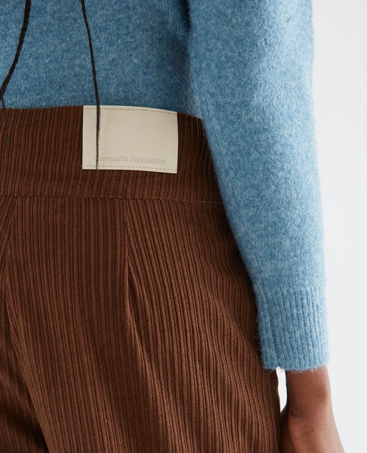 Brown Double Button Corduroy Pants