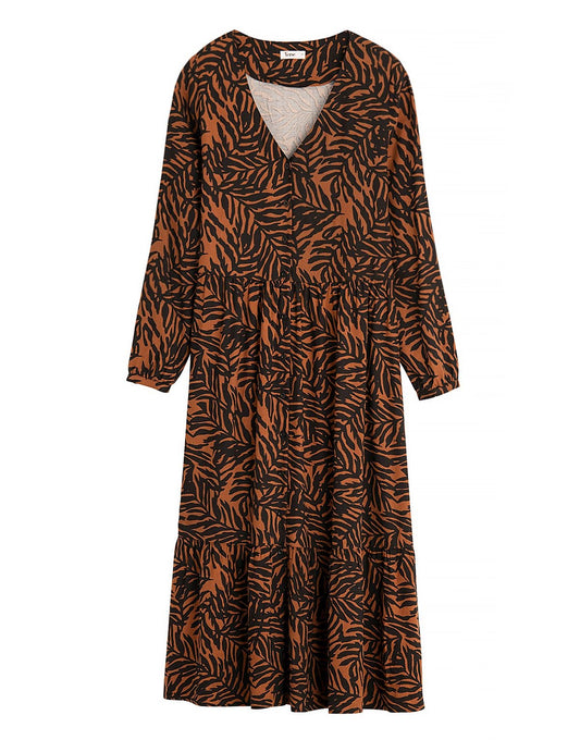 Brown Print Midi Dress - loveindi.info