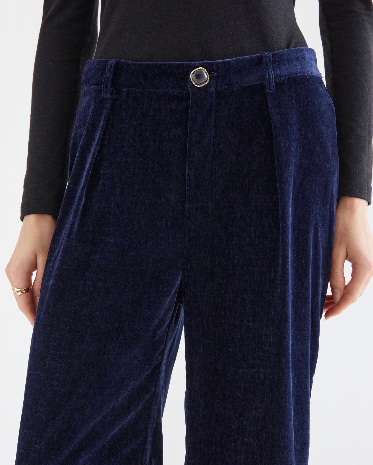 Navy Velvet Trousers