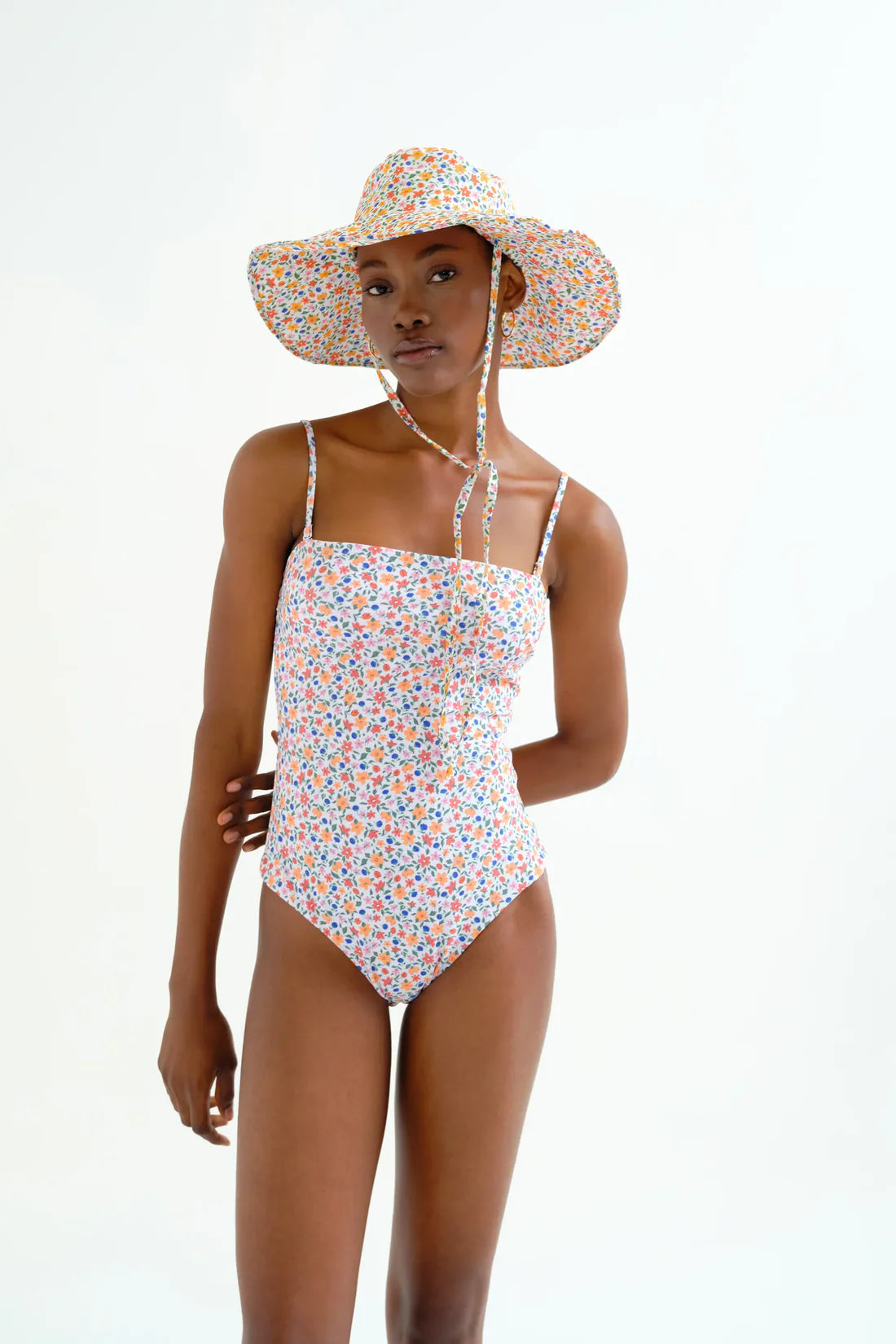 Lily Small Printed Straight Neck Swimsuit