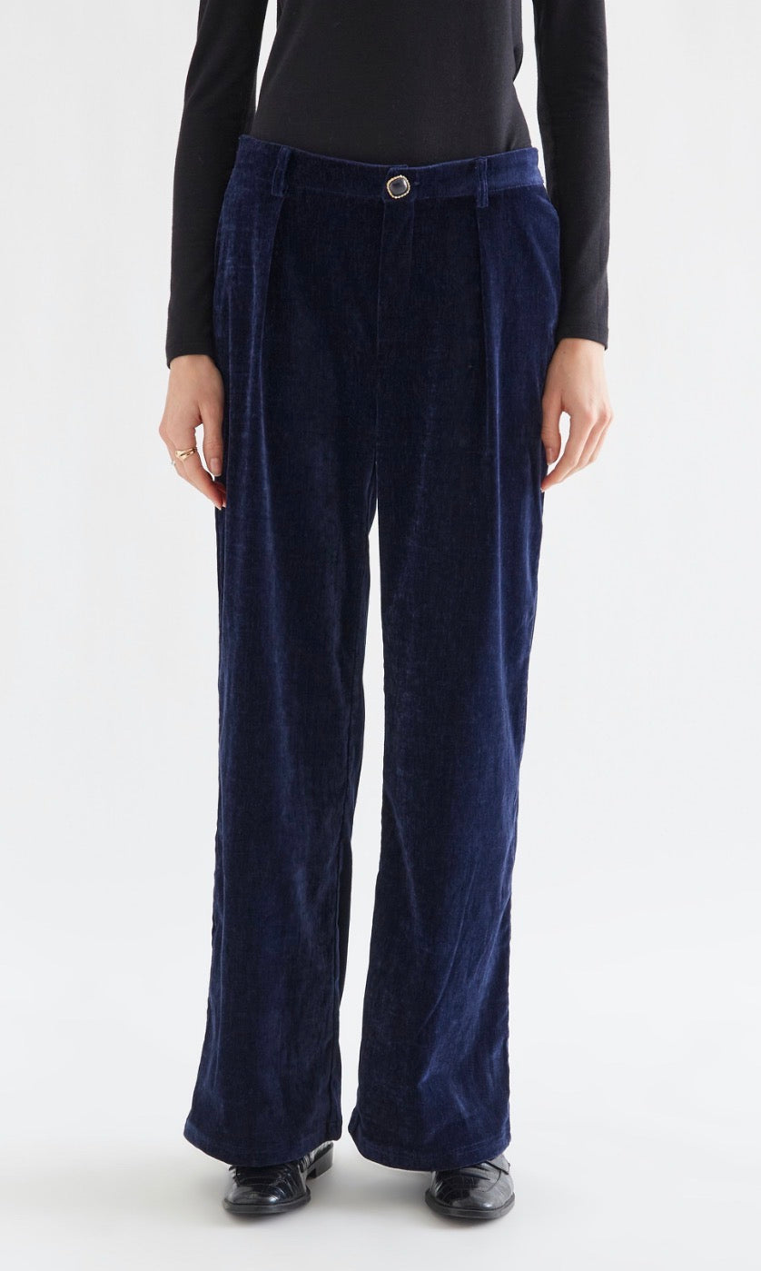 Navy Velvet Trousers