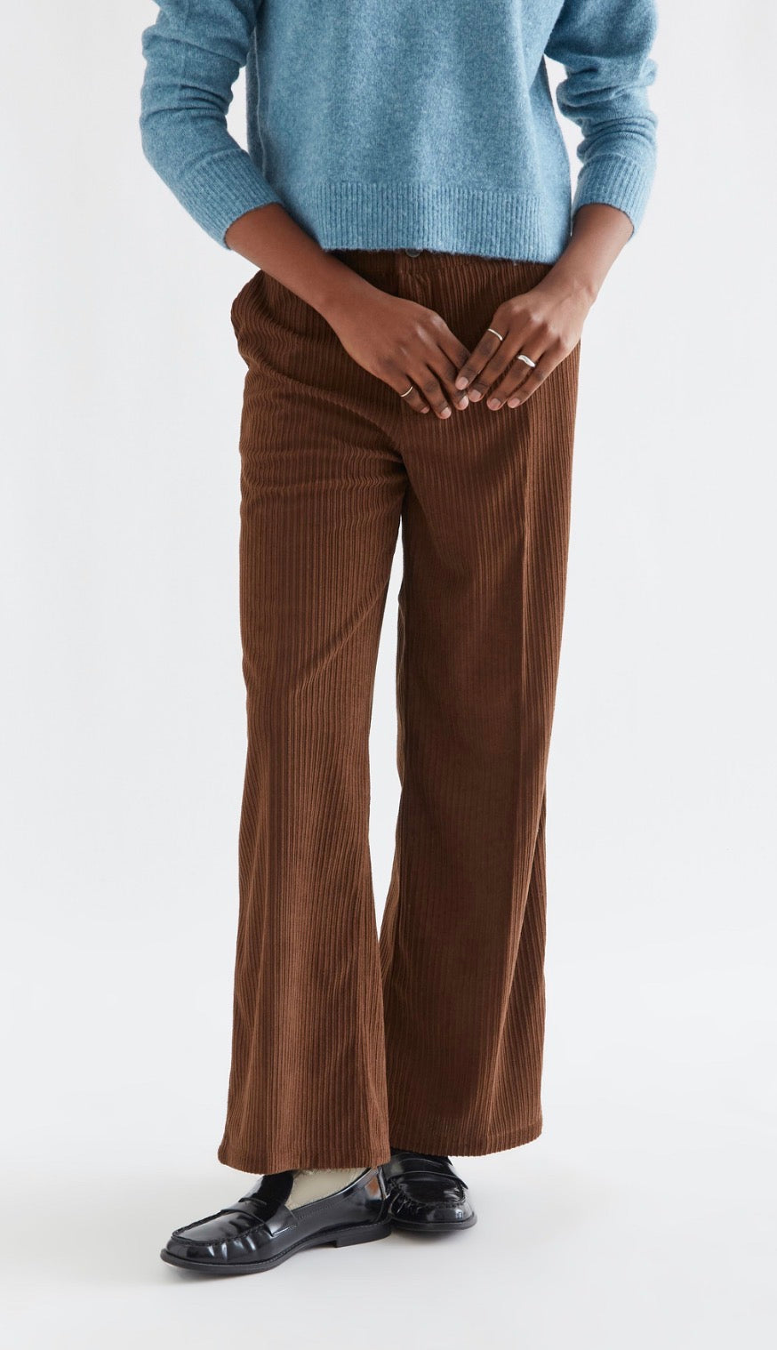 Brown Double Button Corduroy Pants