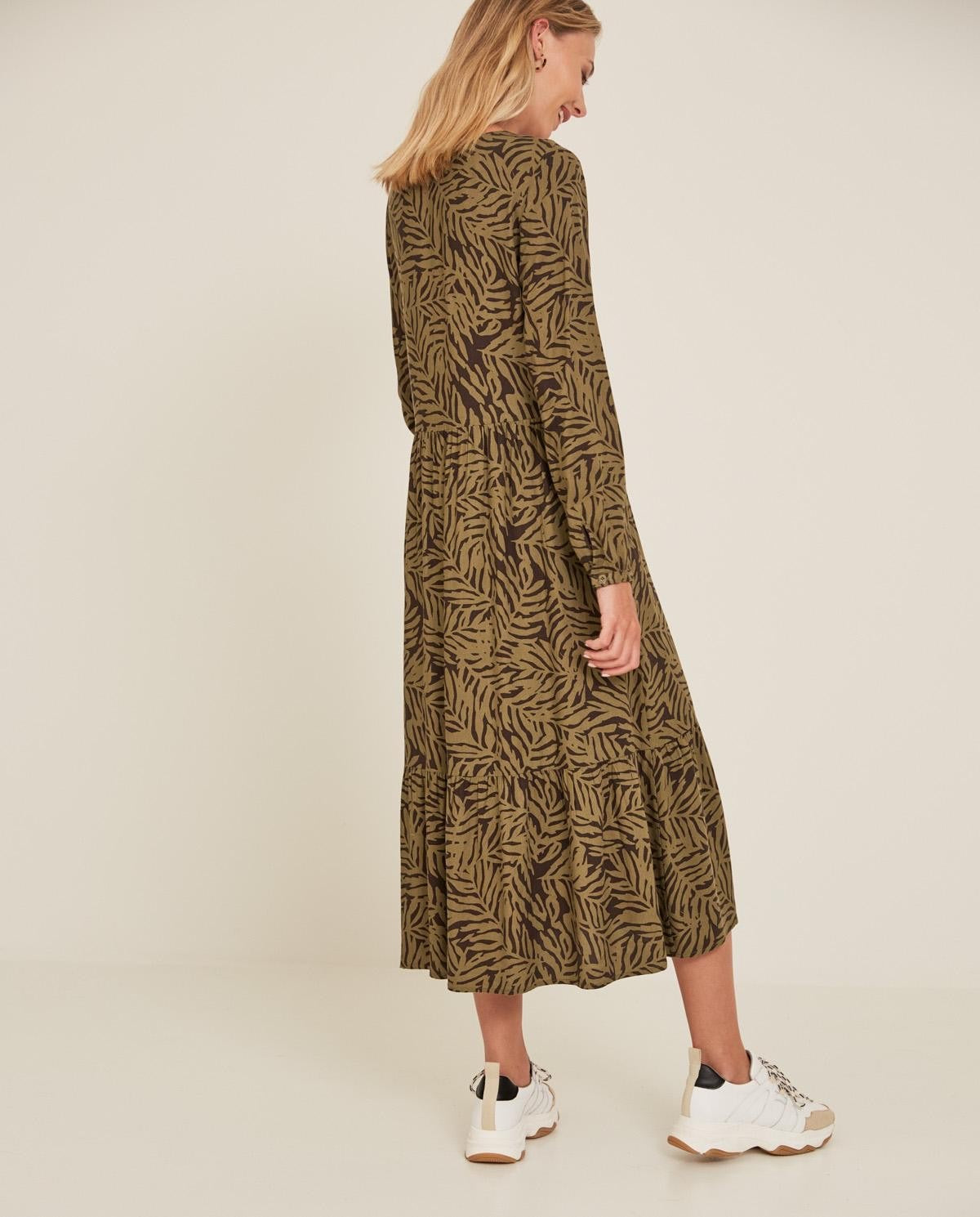 Brown Print Midi Dress - loveindi.info